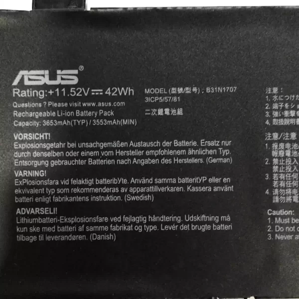 Batterie pour ordinateur portable ASUS B31N1707 – Image 3