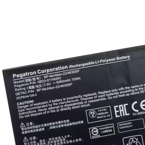 Batterie pour ordinateur portable Pegatron Corporation Getac OB23-011NORV – Image 3