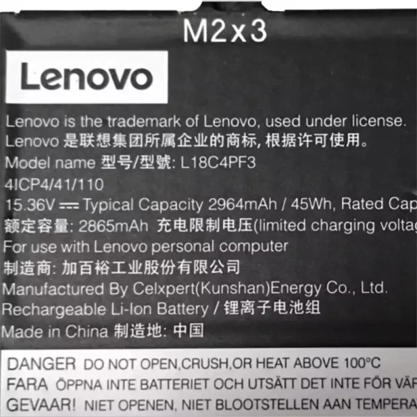 Batterie pour ordinateur portable LENOVO L18C4PF3 – Image 2