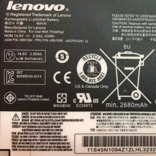 Batterie pour ordinateur portable LENOVO 45N1094,45N1095 – Image 3