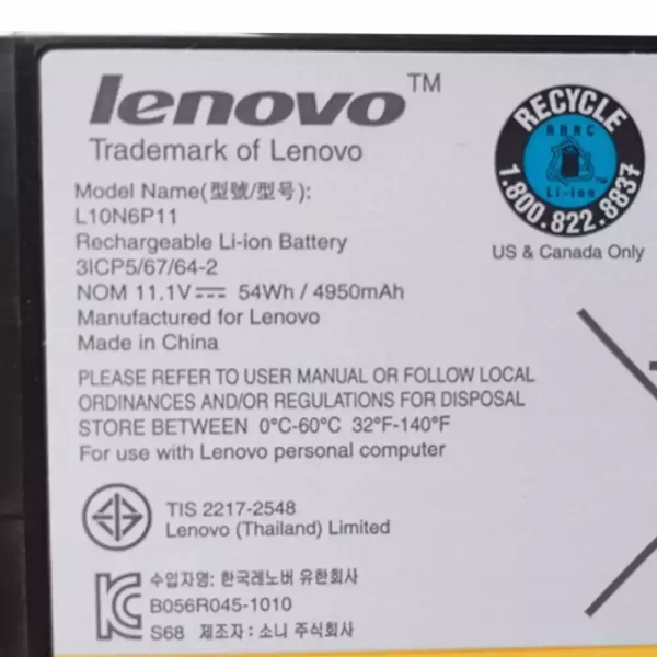 Batterie pour ordinateur portable LENOVO L10N6P11,L10C4P11 – Image 3