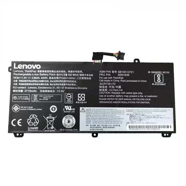 Batterie pour ordinateur portable Lenovo 00NY639,SB10K12721