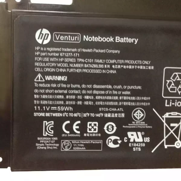 Batterie pour ordinateur portable HP 671602-001 671277-171 TPN-C101 – Image 3