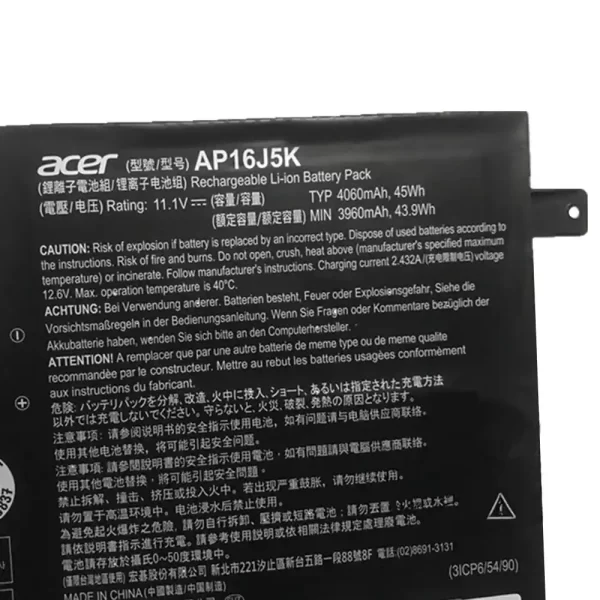 Batterie pour ordinateur portable ACER AP16J5K,AP16J8K – Image 4