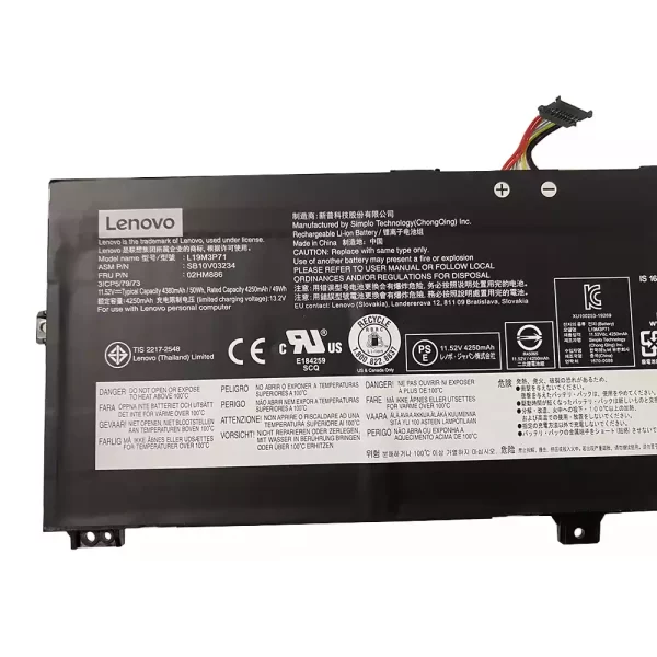Batterie pour ordinateur portable LENOVO L19M3P71 SB10V03234 02HM886 – Image 3