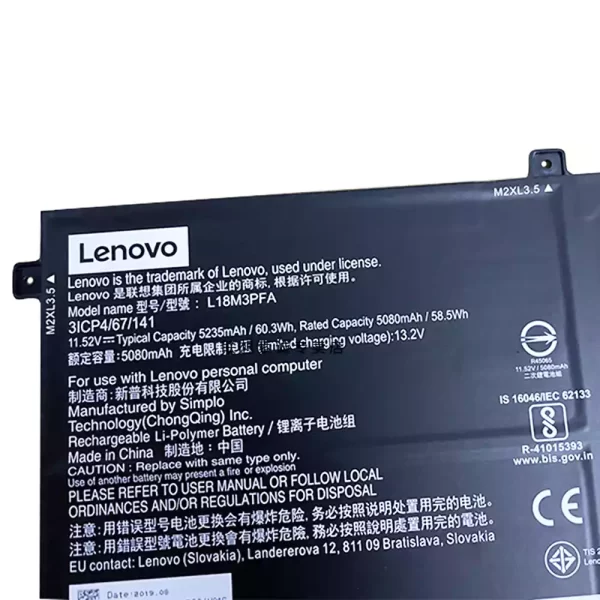 Batterie pour ordinateur portable LENOVO L18M3PFA L18D3PF2 – Image 3