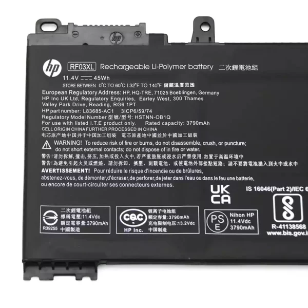 Batterie pour ordinateur portable HP L83685-AC1 HSN-Q25C HSN-Q21C HSTNN-OB1C HSTNN-OB1Q HSTNN-DB9A HSTNN-UB7R – Image 3