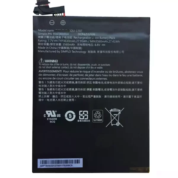 Batterie pour ordinateur portable Hasee SQU-1707 916QA101H