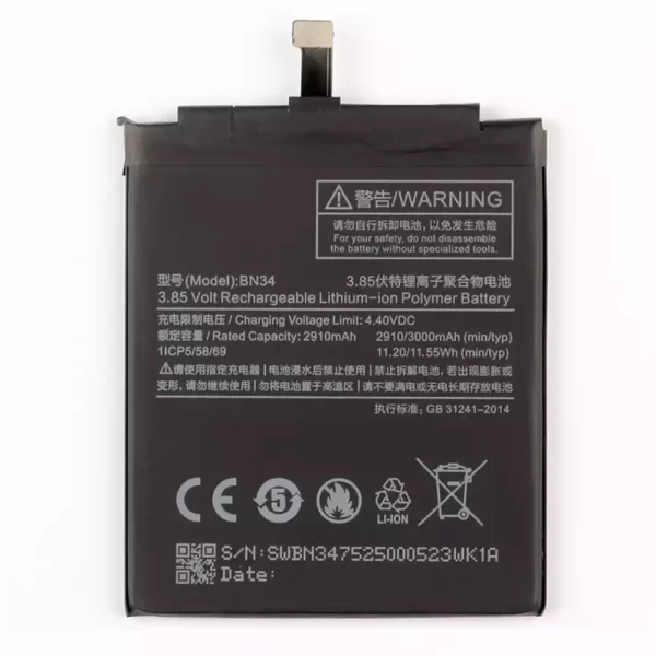 Batterie Interne BN34 pour Xiaomi Redmi 5A