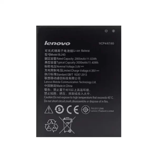 Batterie Interne BL243 pour LENOVO k3 note,K50-T5,K50-T3S,A7600-M,A5890,A5600,A5500,A5860,A7000