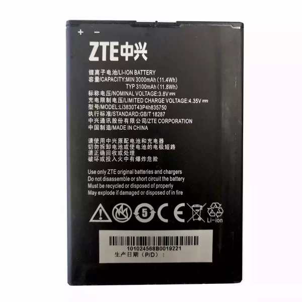 Batterie Interne Li3830T43P4H835750 pour ZTE Grand SII S2,S291