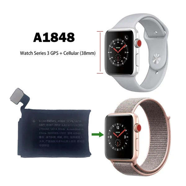 Nouvelle batterie A1848 pour Apple Watch Series 3 GPS + Cellular (38mm) – Image 4