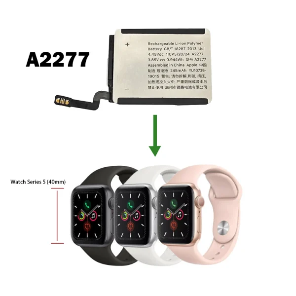 Nouvelle batterie A2277 pour Apple Watch Series 5 (40mm),Apple Watch SE 2020 (40mm),Apple Watch SE 2nd LTE 2022 (40mm) – Image 4