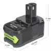 18V 3.0Ah Nouvelle batterie pour Ryobi P2000,P2002,P2100,P2102,P2105,P2400,P250,P2500,P2600,P2603 P300,P301,P310,P3200,P3300,P3310,P340,P400,P410,P420,P430 – Image 3