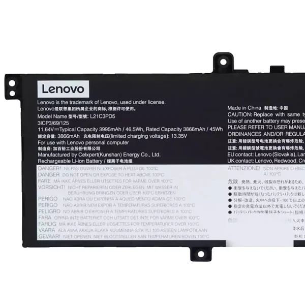 Batterie pour ordinateur portable LENOVO L21C3PD5 L21L3PD5 L21M3PD5 – Image 3