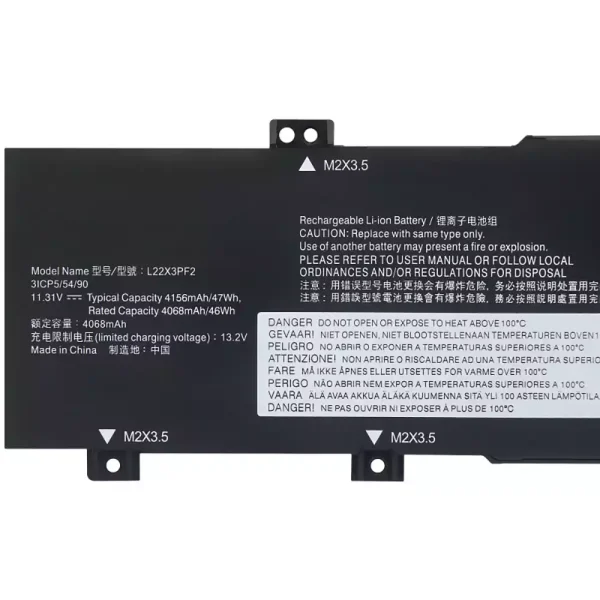 Batterie pour ordinateur portable LENOVO L22X3PF2 L22L3PF2 L22M3PF2 L22D3PF2 L22C3PF2 – Image 3