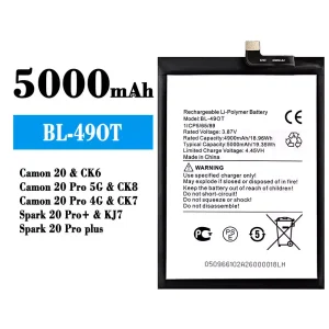 Batterie BL-49OT pour Tecno Camon 20 / Camon 20 Pro 5G  / Camon 20 Pro 4G / Spark 20 Pro+ / Spark 20 Pro plus