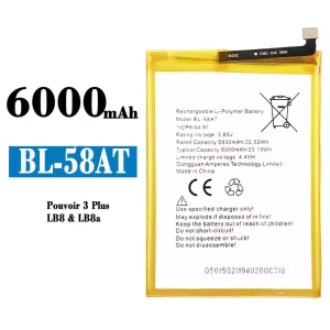 Batterie BL-58AT pour Tecno Pouvoir 3 Plus