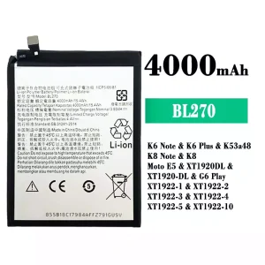 Batterie BL270 pour Lenovo K6 Note / K6 Plus / K8 Note / Moto E5 / G6 Play