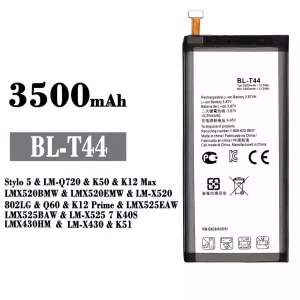 Batterie BL-T44 pour LG Stylo 5 / K50 / K12 Max /Q60 / K12 Prime /LK51