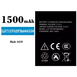 Batterie Li3816T43P4h604550 pour ZTE Blade A410