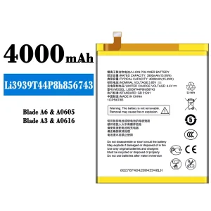 Batterie Li3939T44P8h856743 pour ZTE Blade A6/A3