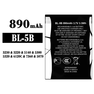 Batterie BL-5B pour Nokia 3230/3220/5140/5300/5320/7360/6120C/5070